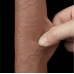 Реалистичный фаллоимитатор с мошонкой LoveToy Sliding Skin Dual Layer Dong 9 Brown, подвижная кожа, присоска (22 см, Ø 3.7 см)